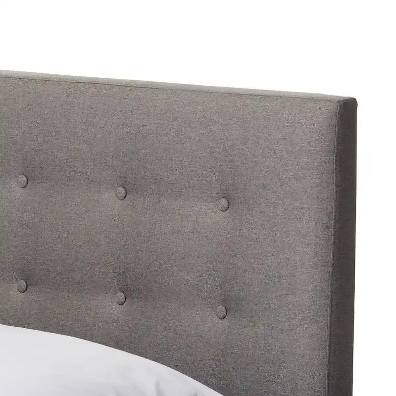 Carson Carrington Harjavalta Mid-century Grey Upholstered Walnut Wood Platform Bed